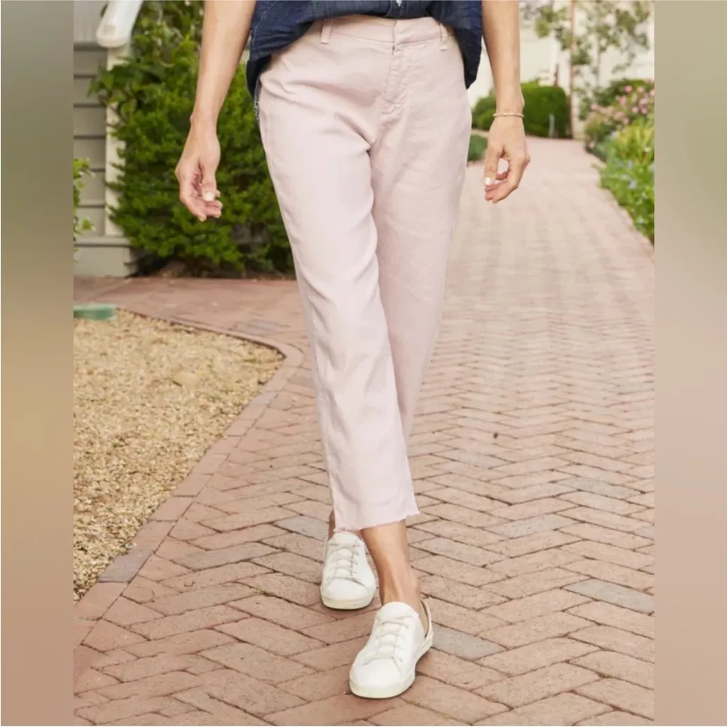 Frank & Eileen Kinsale Performance Cotton Linen Crop Pants Size 2 Seashell Cream - Image 12