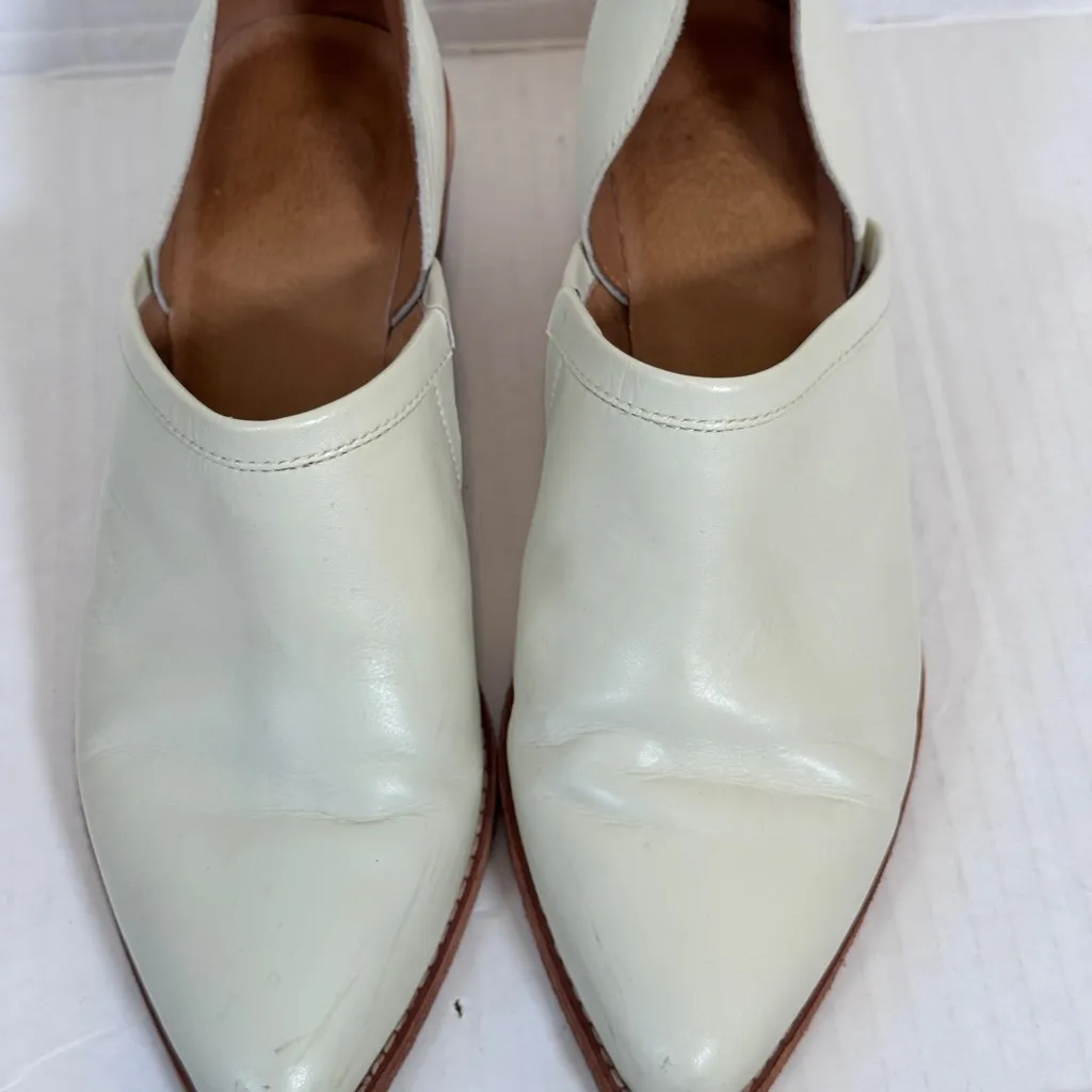 Madewell White Leather Ankle Boots Womens 7.5 Western Pointed Toe Stacked Heels - Image 5