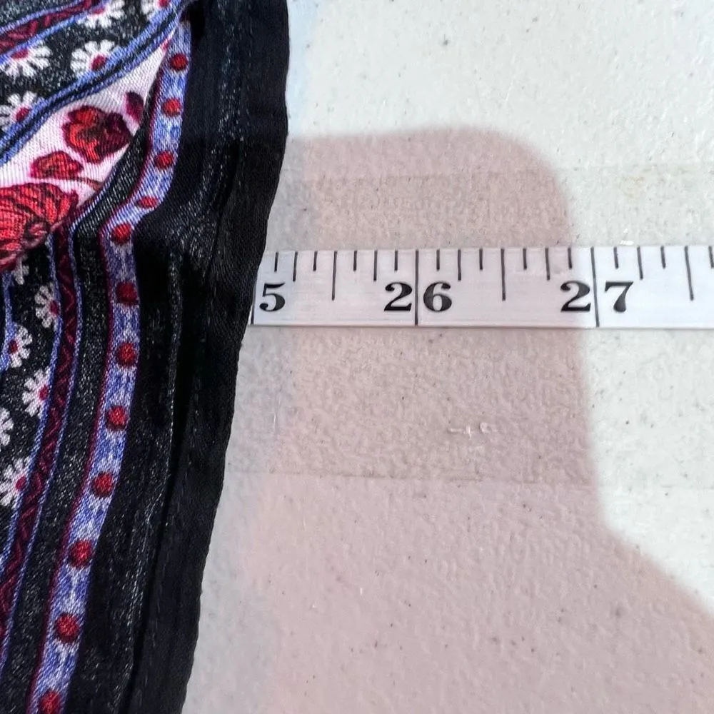 Old Navy Womens Floral Boho Tie Neck Long Sleeve Blouse‎ Deer Size Large - Image 12