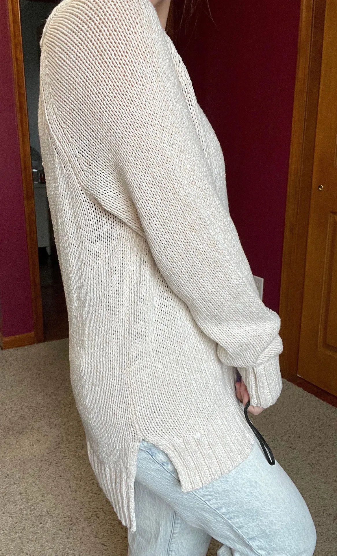 Aerie Cream Oversized Long Sweater - Image 4