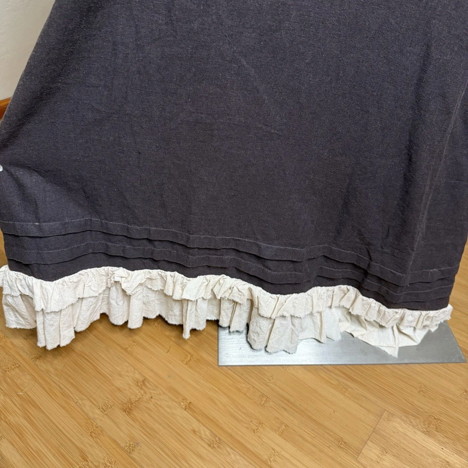 Ragged Thistle Linen Sleeveless Ruffle Hem Dress Brown Womens M Cottagecore Boho Size M - Image 4