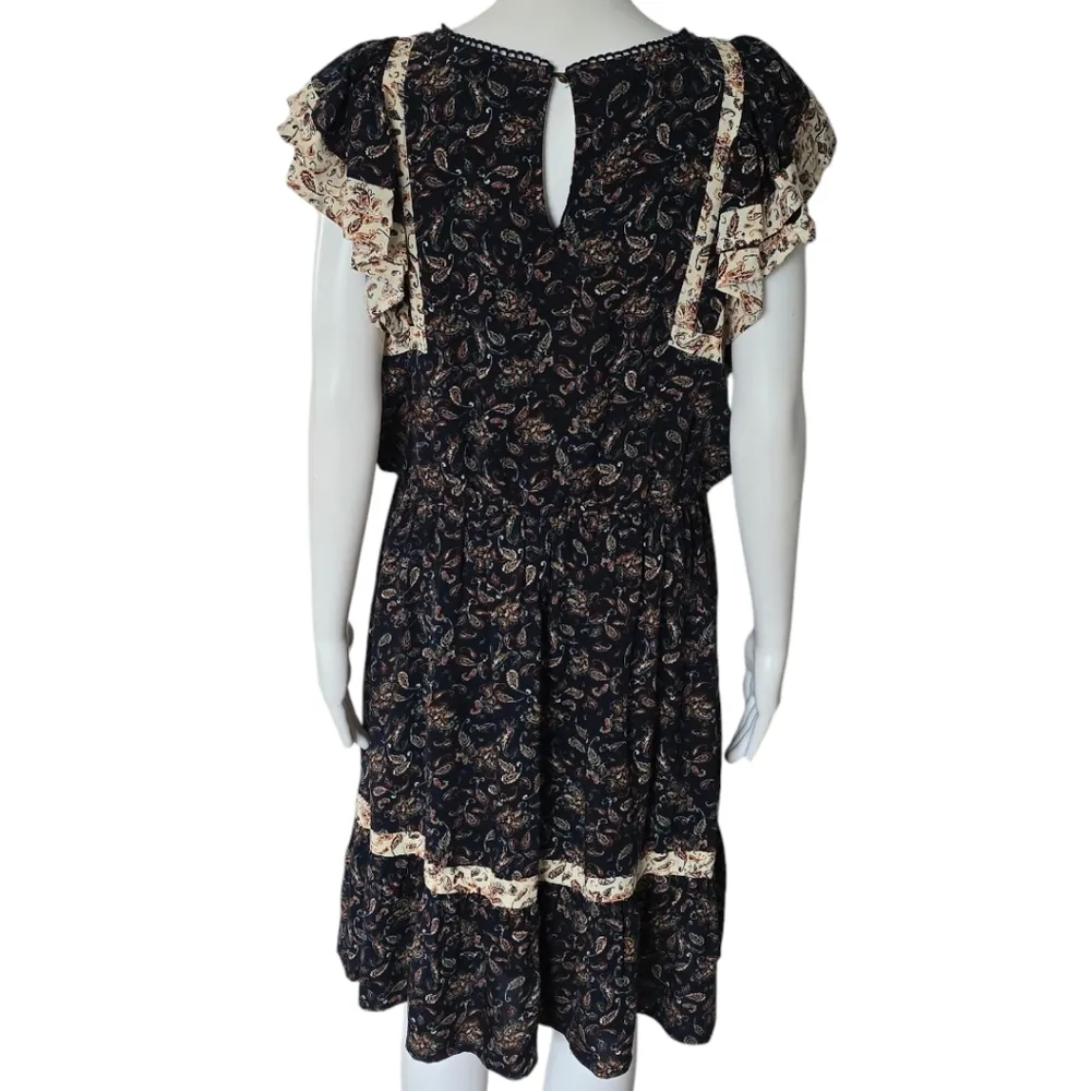 Maurices Navy Paisley Mixed Print Flutter Sleeve Mini Dress Size Large - Image 5