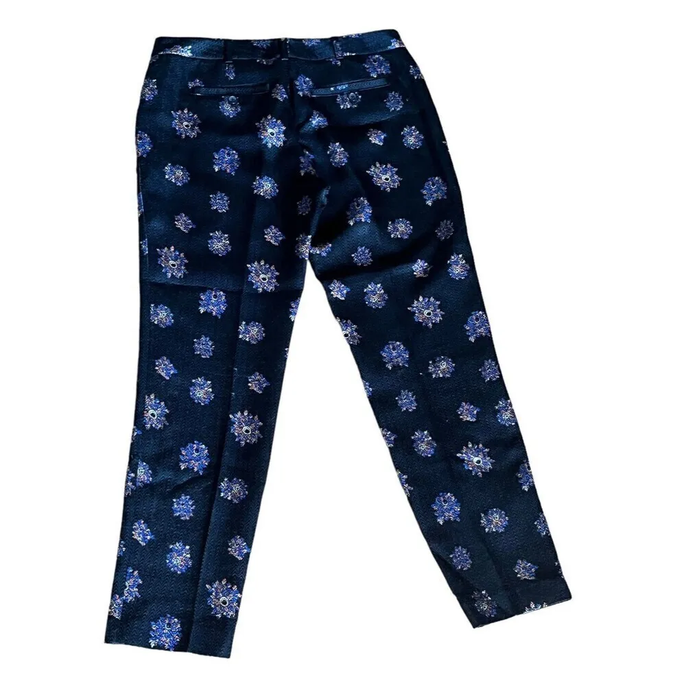 Club Monaco Womens Medallion Navy Kelly Pants silk wool blend. Sz 6 0012251 - Image 3