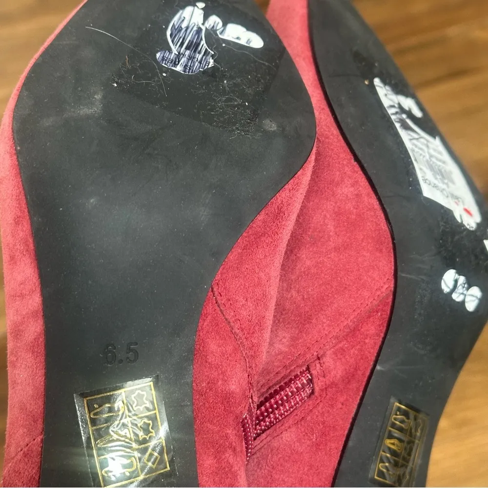 Jeffrey Campbell Nixie Pointed Toe Red Suede Stiletto Heel Bootie Size 6.5 - Image 7