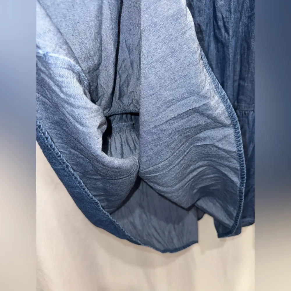 New TOMMY HILFIGER Chambray Shirt Dress Dark Denim Navy Blue Popover-Size 10 - Image 8