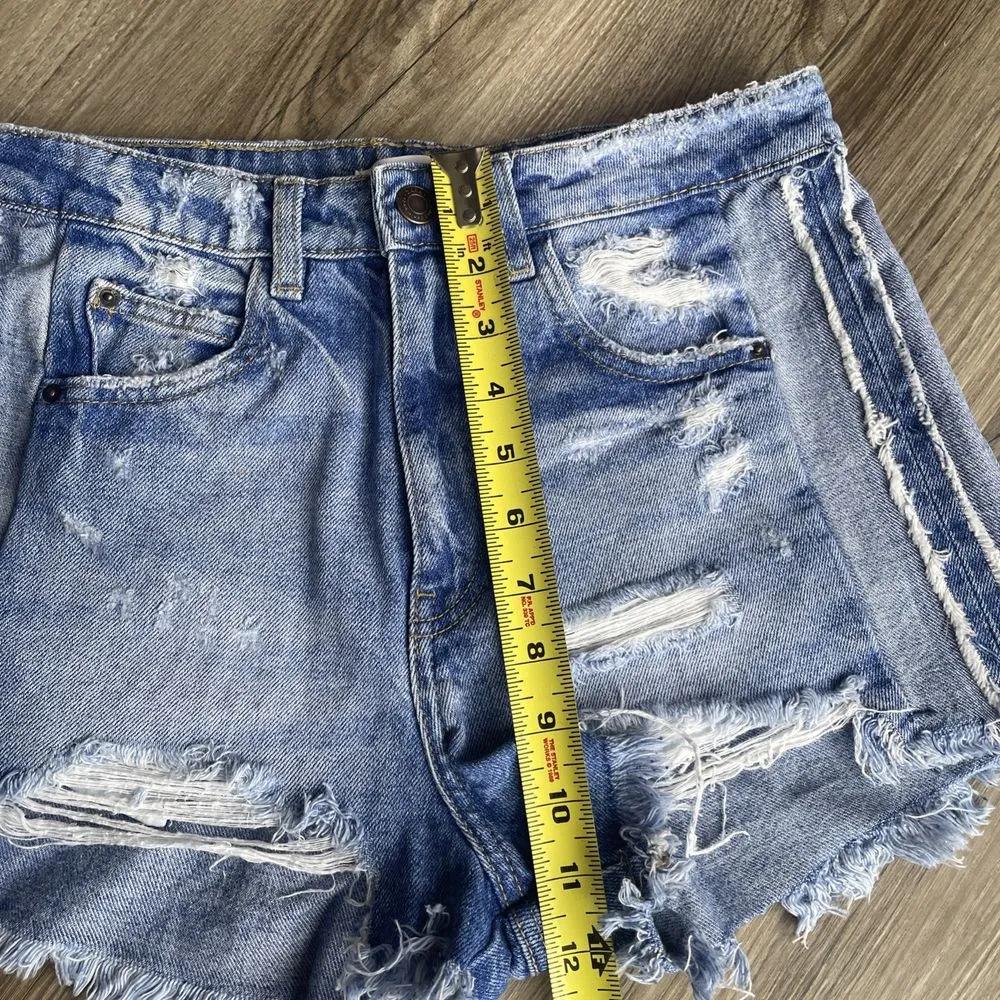 Zara Hi-Rise Cut Off Distressed Shorts Women's Size 4 Daisy Dukes Raw‎ Hem - Image 9