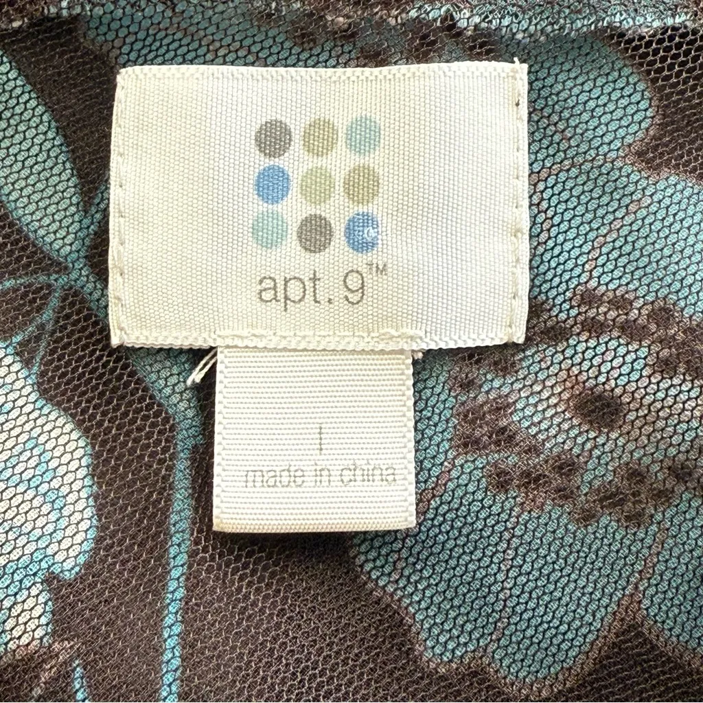 Vtg Y2K Brown Turquoise Blouse Large Bow Babydoll Floral Whimsy Fairy Dainty - Image 5