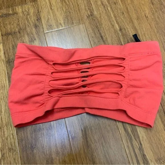 Guess Women's Keyhole Strappy Strapless Bandeau Non-padded Bralette Salmon XS‎ - Image 2