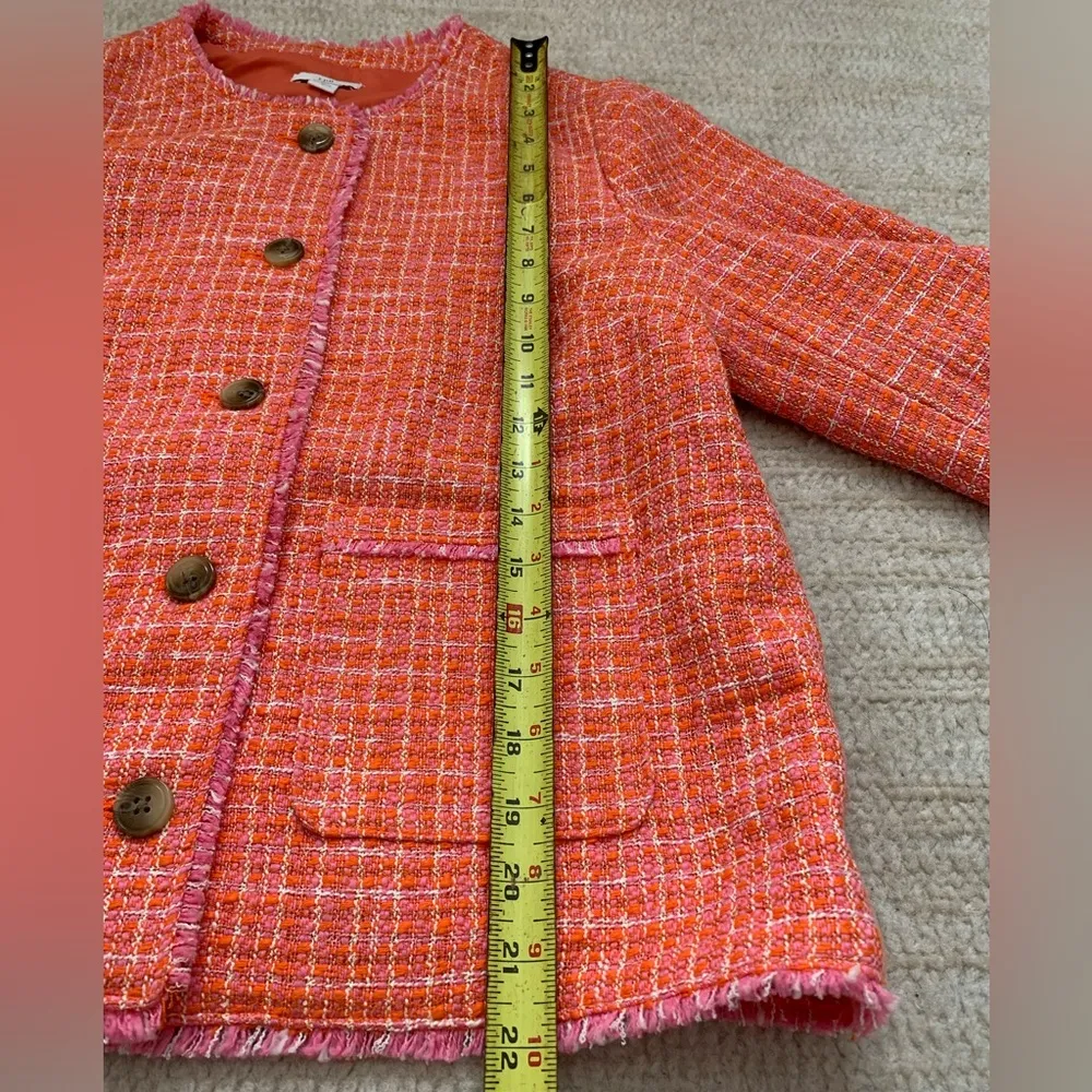 J. JILL Dahlia Blazer Tweed Jacket Size Small Coral Pink Career Office Spring Orange - Image 13