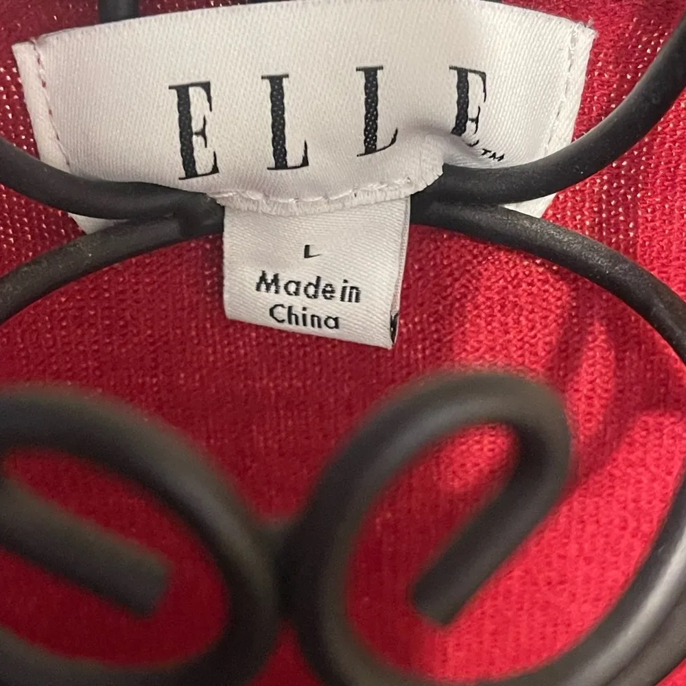 Elle Women Red Cotton Round Neck Long Sleeve Pullover Knit Sweater Size … - Image 6