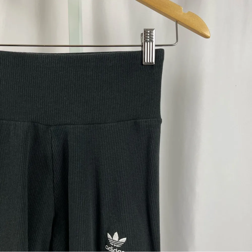 Adidas XS Ribbed High Waist Bike Shorts Logo 80's Casual Workout Running Yoga - Image 6