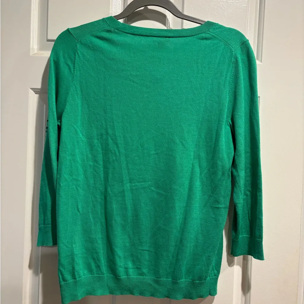 Talbots tropical fish green sweater top 3/4 sleeves M new with tags - Image 3