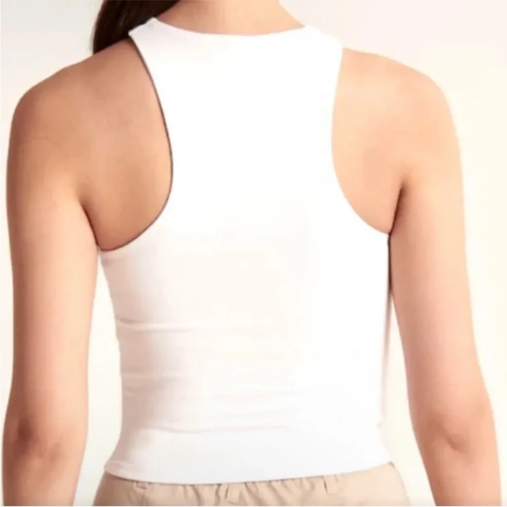 Abercrombie & Fitch Twist Neck Front Tank Cropped Crop Top Small Cream Beige - Image 3
