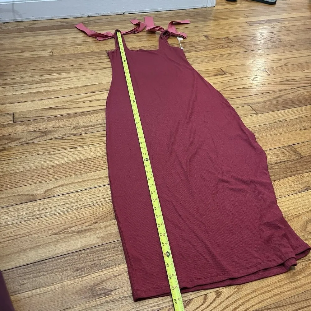 Summersalt NWT Poplin‎ Ribbed Tie Shoulder Red Maxi Dress Size Large - Image 10