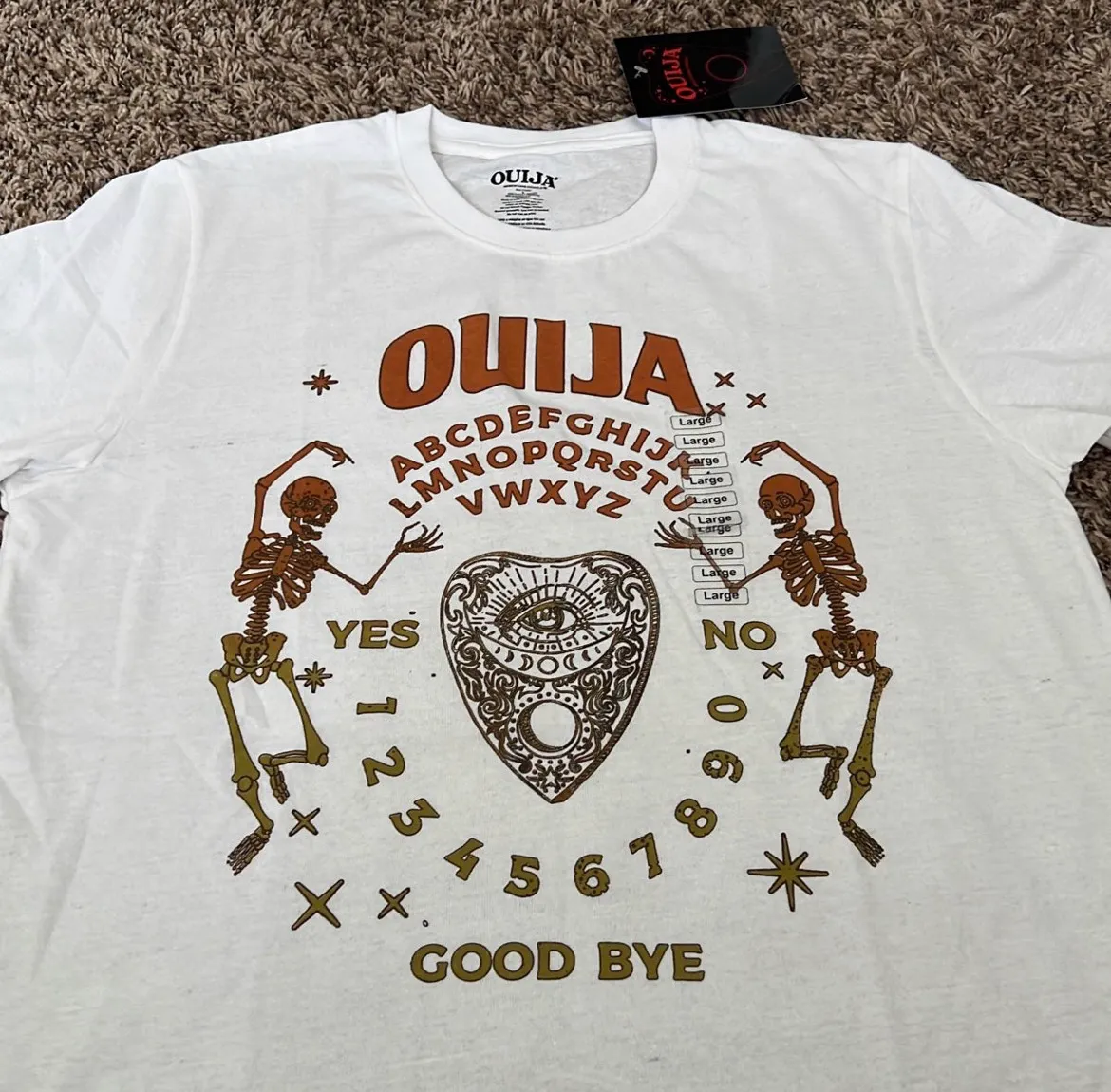 Unisex White Printed Tee Size L - Image 3