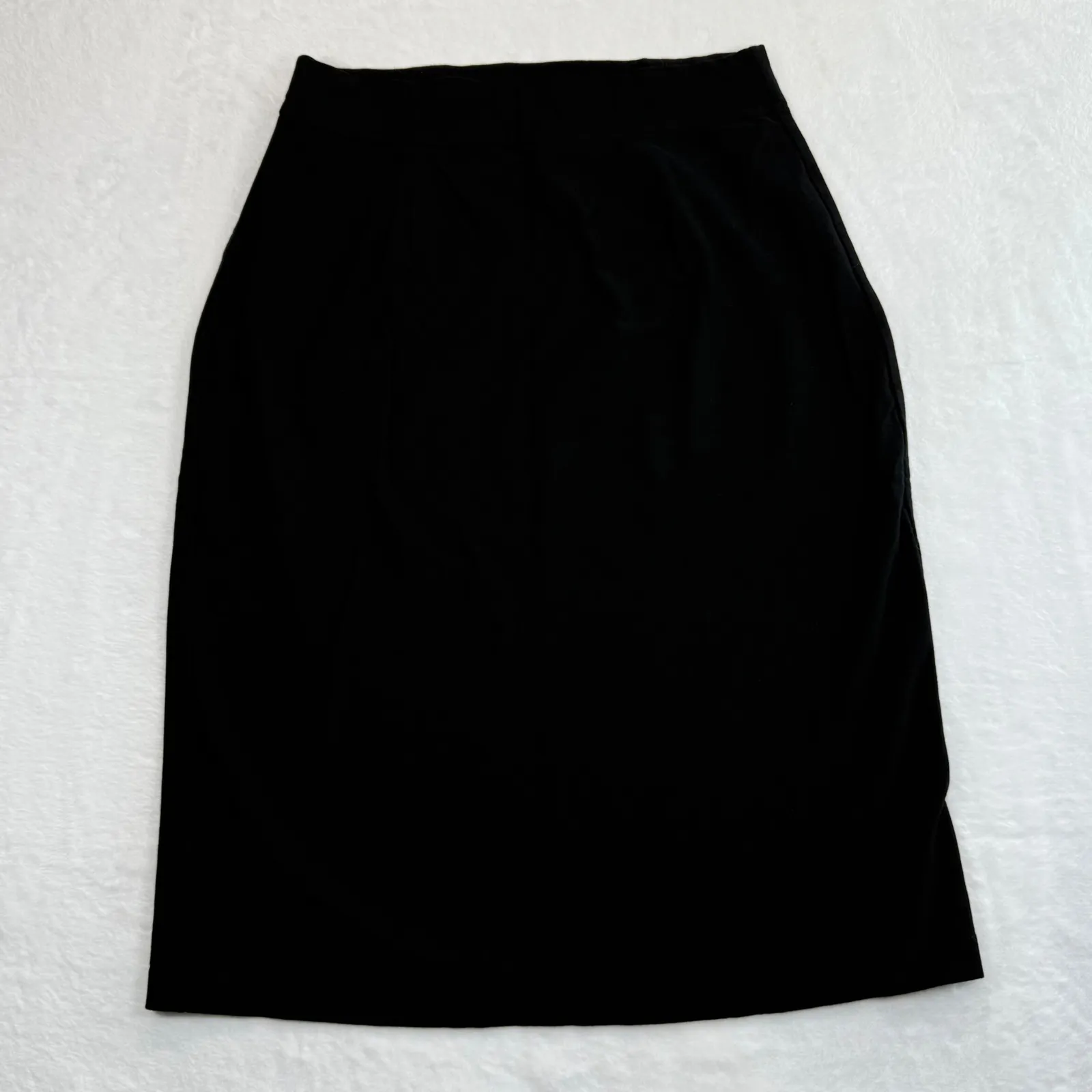 Eileen Fisher Petite Black Midi Skirt Stretch Knit‎ Made in USA PS - Image 4