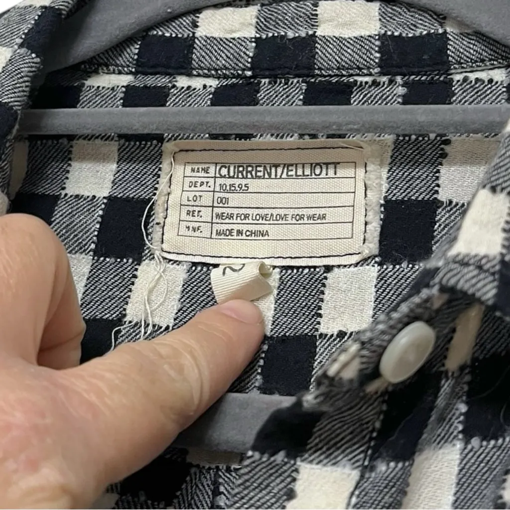 Current Elliot Checkered Plaid Lightweight Button Down Flannel Shirt Top Medium - Image 4