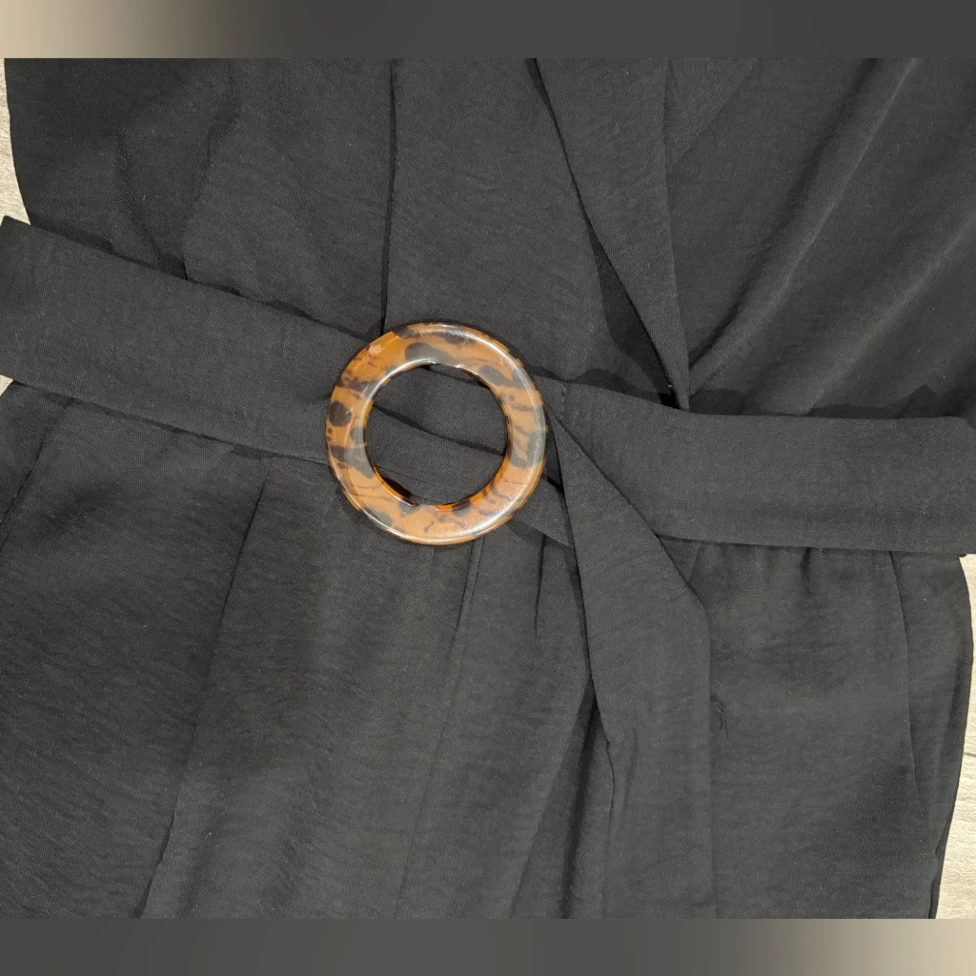 Monteau Black Belted Jumpsuit Short Sleeve Size S - Image 5