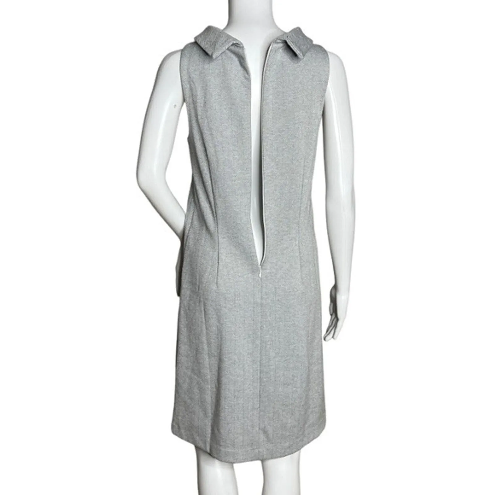 Ann Taylor Dress Women XS Tall Gray Shift Fold Over High Neck Neutral Minimalist - Image 4