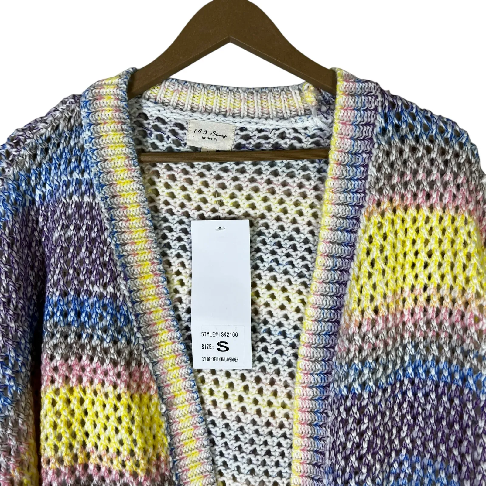 NWT 143 Story Chunky Knit Stripe Cardigan Womens S Multicolor Oversized Beachy - Image 3