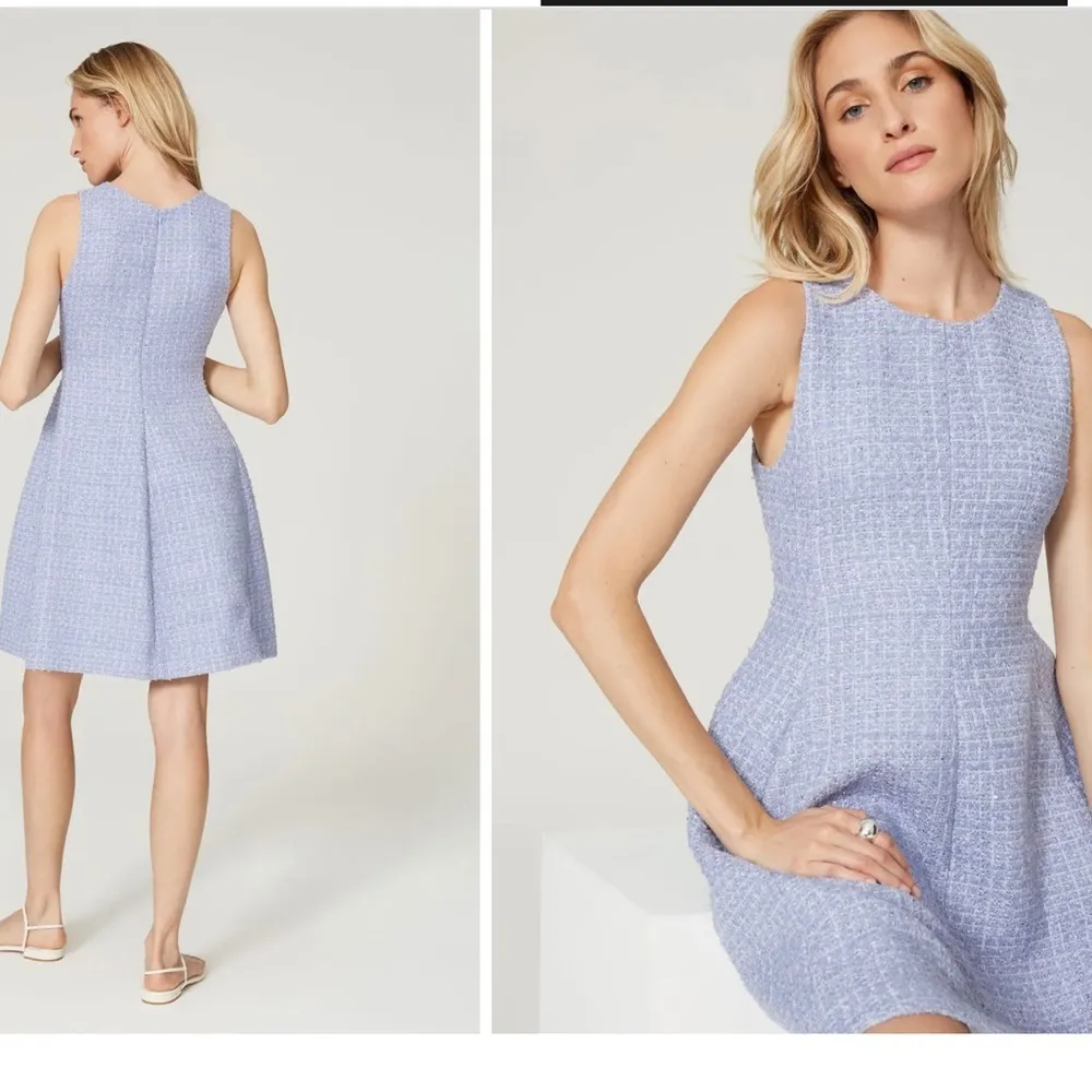 Emporio Armani Sleevless Baby Blue Tweed Dress size 40 - Image 3