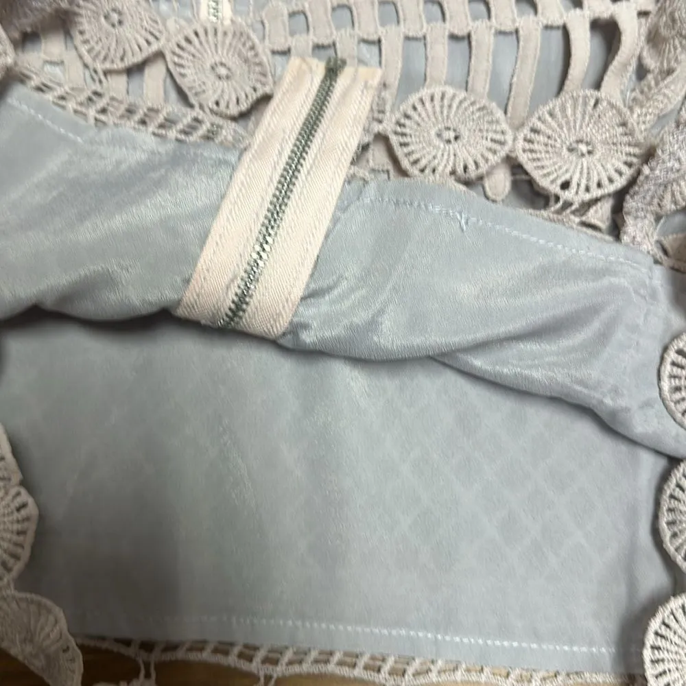 Design Lab Lord & Taylor Lace Crop Top Mauve Tan Women’s Sz L Size L - Image 10