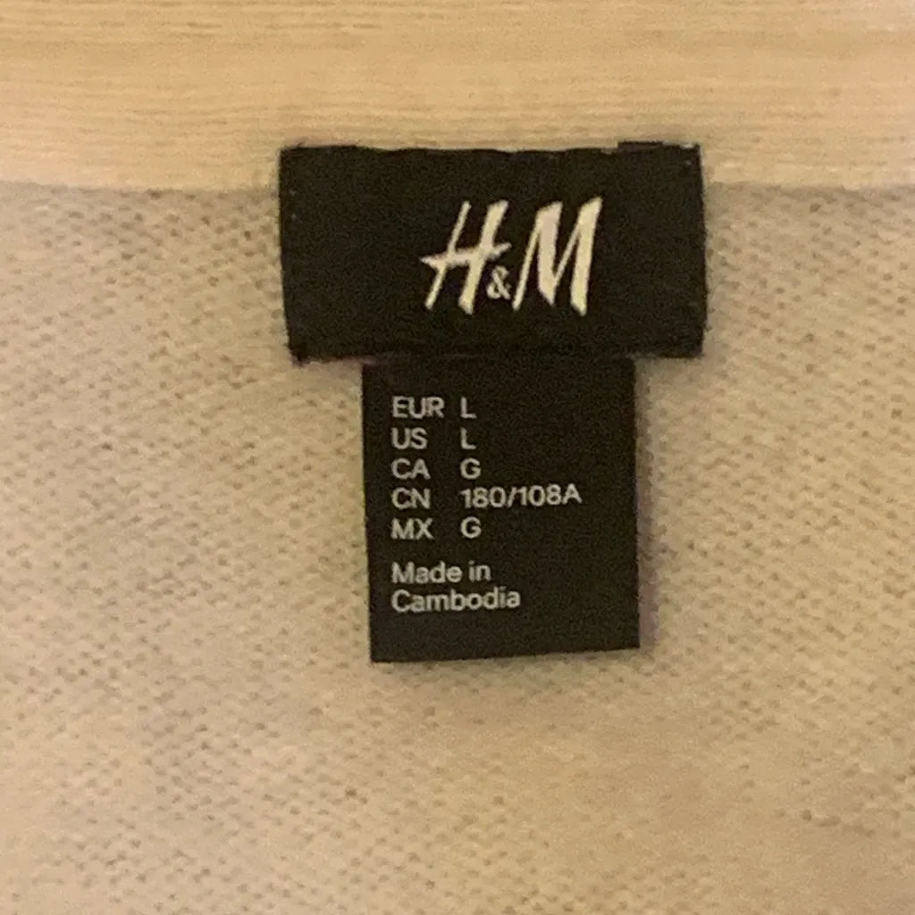 H&M Button-Up Cardigan Large Cream Pockets Warm Wool - Image 2