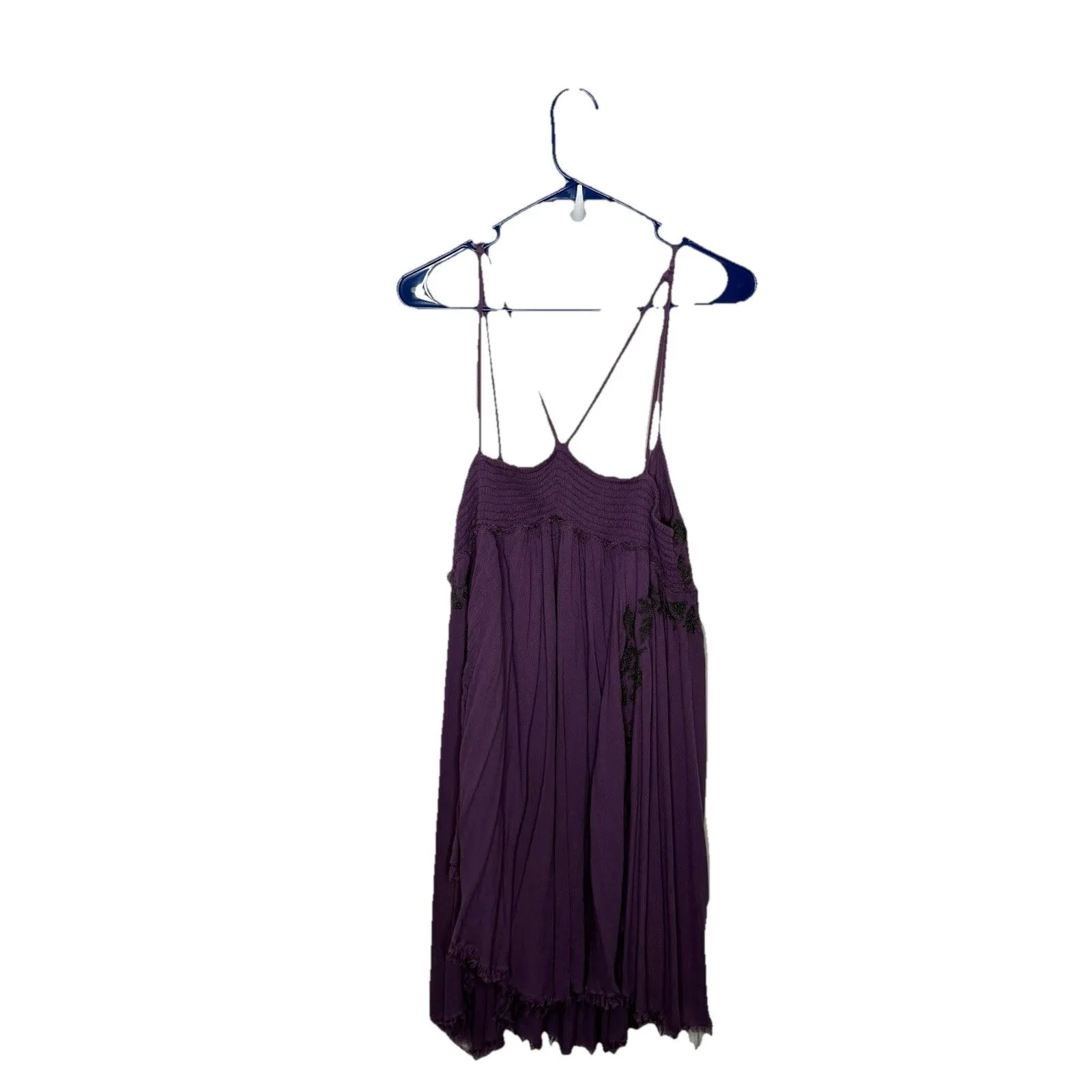 Intimately Free People Purple Black Embroidery Spaghetti Strap Babydoll Dress M - Image 5