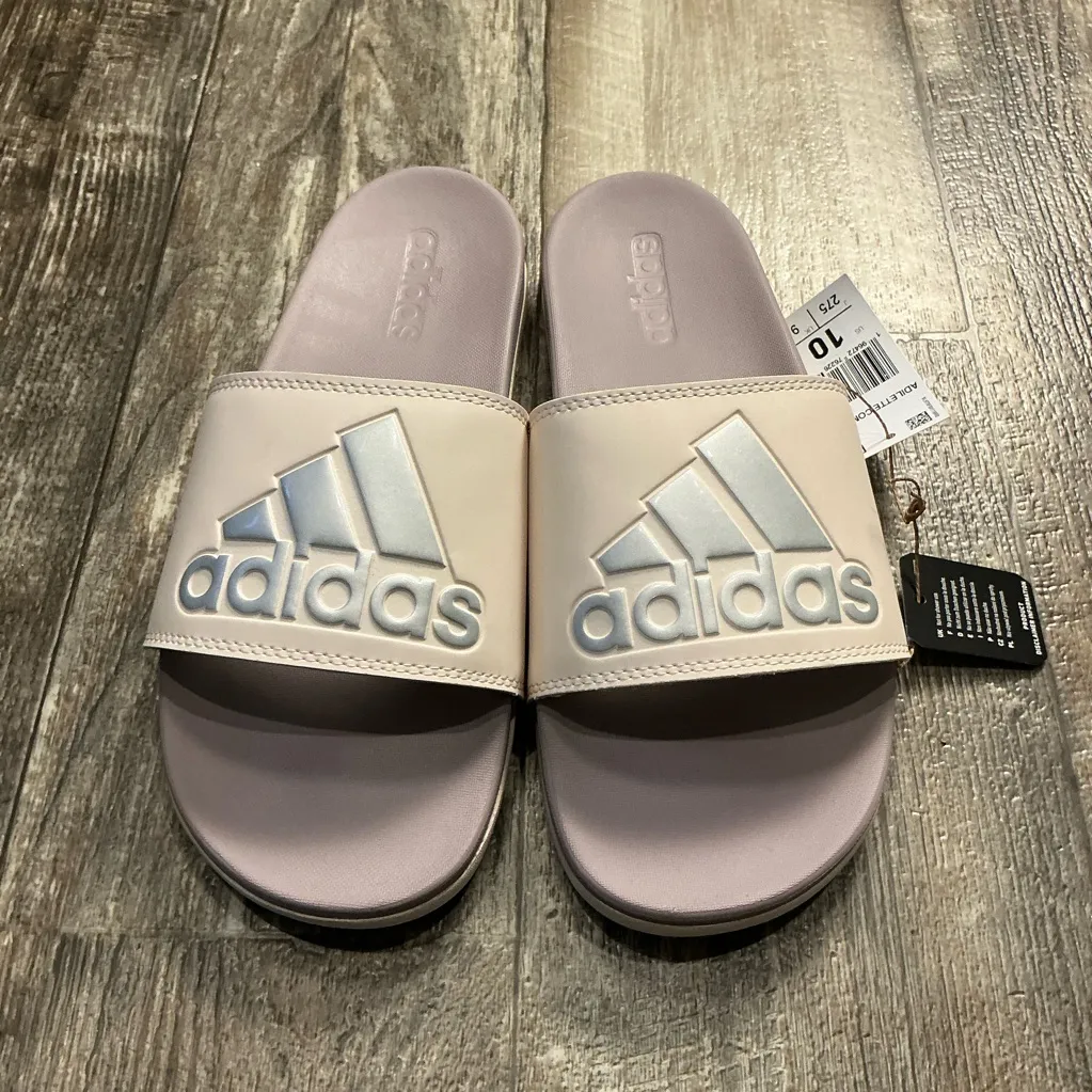 Adidas Lavender Slide Sandals Size 10 - Image 9