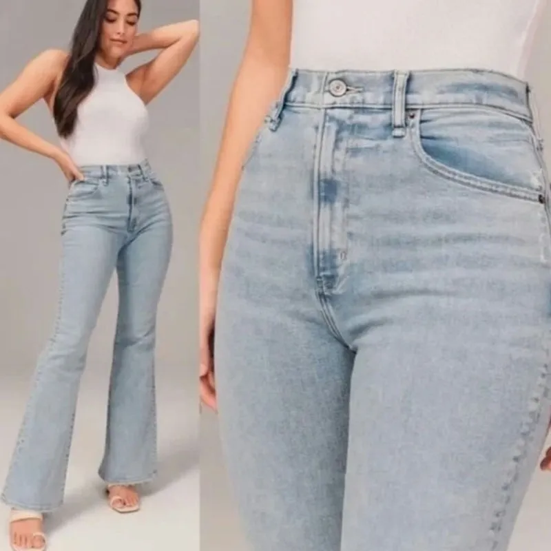 Abercrombie & Fitch The Flare Ultra High Rise Jeans Size 33/16 Short Curve Love - Image 13