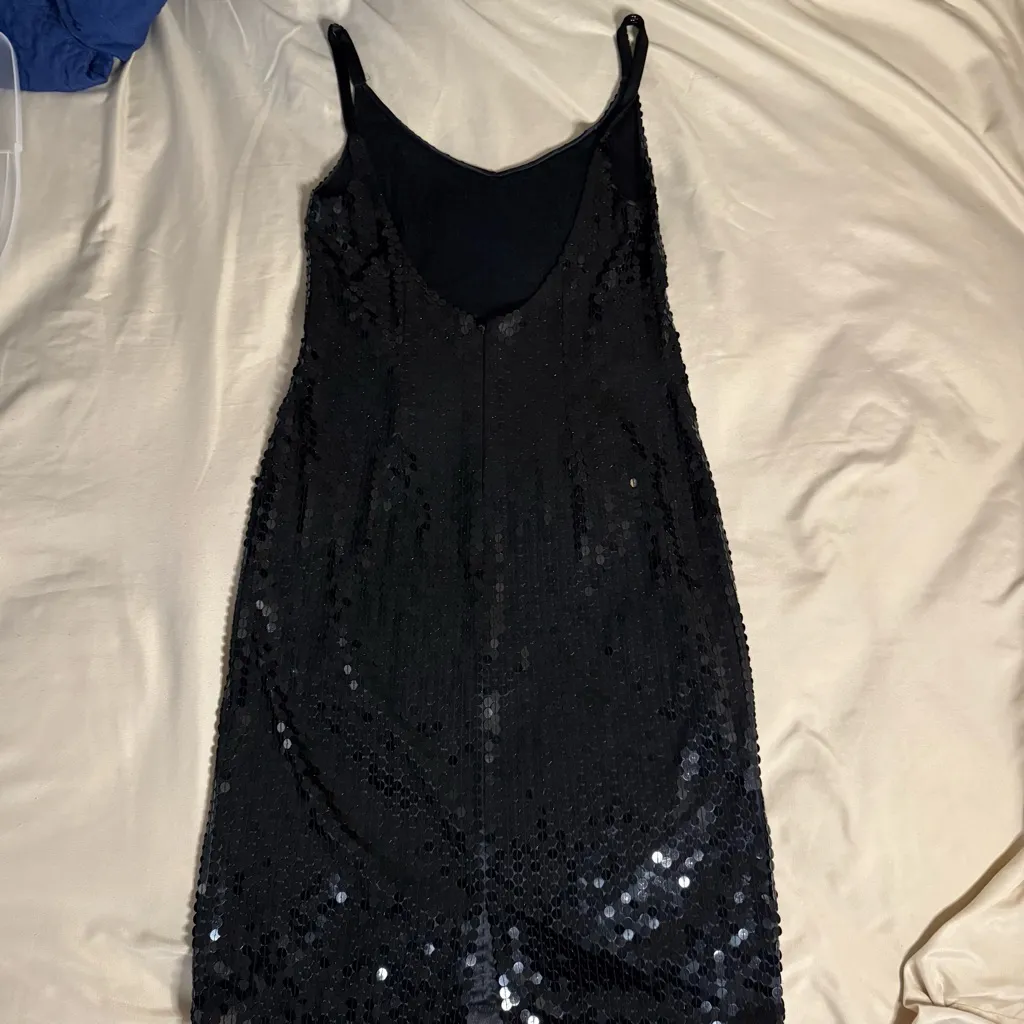 Oleg Cassini  Black Sequin Mini Dress - Image 5