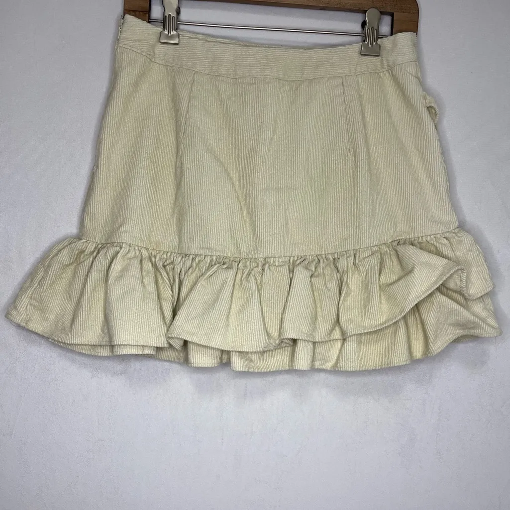 Altar’d State Women’s Cream Corduroy Y2K Coquette Ruffled Skirt Size M - Image 3