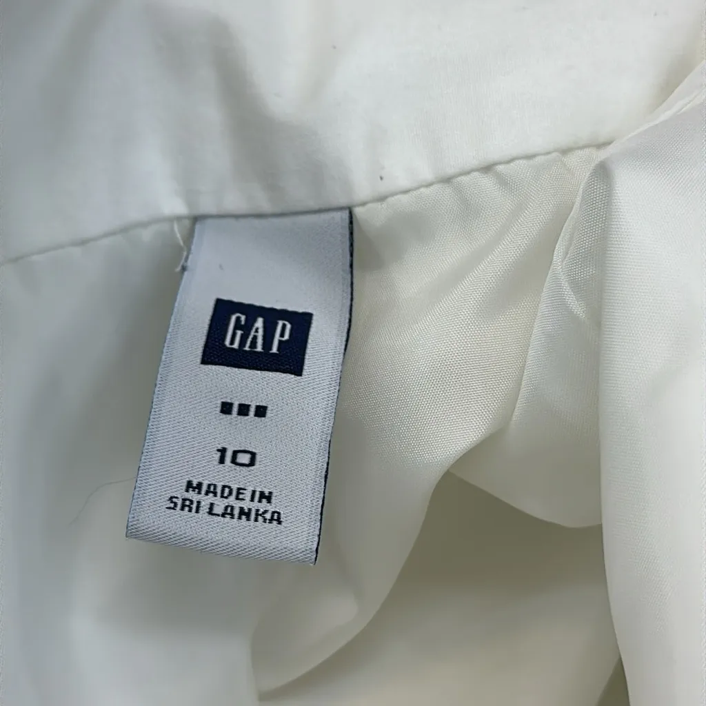 Gap White Cotton Spandex Blend A Line Midi Skirt Fully Lined Zip Back Womens 10 - Image 8