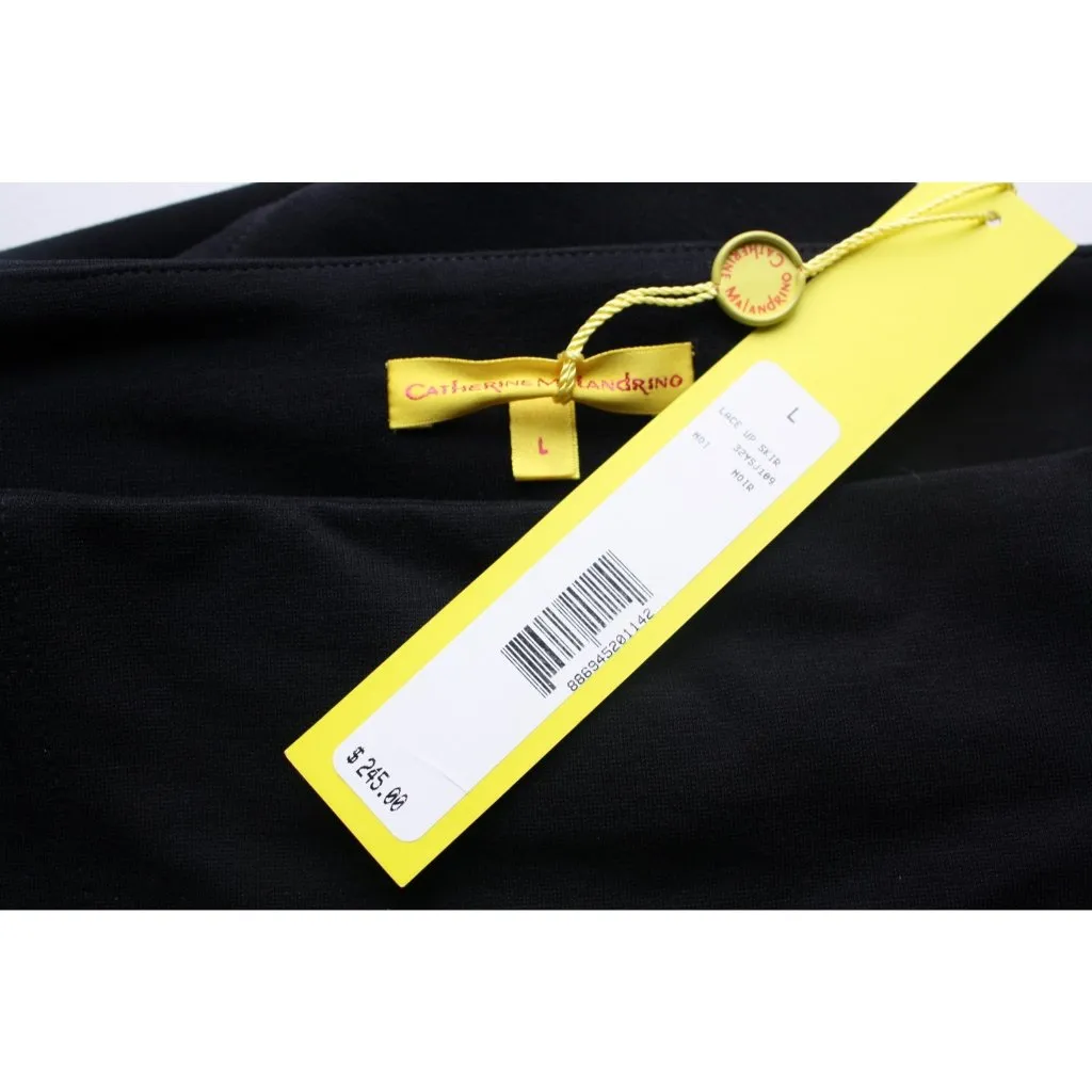 NWT Catherine Malandrino Ponte Lace Up Side Pencil Skirt in Noir Black L $245 - Image 8