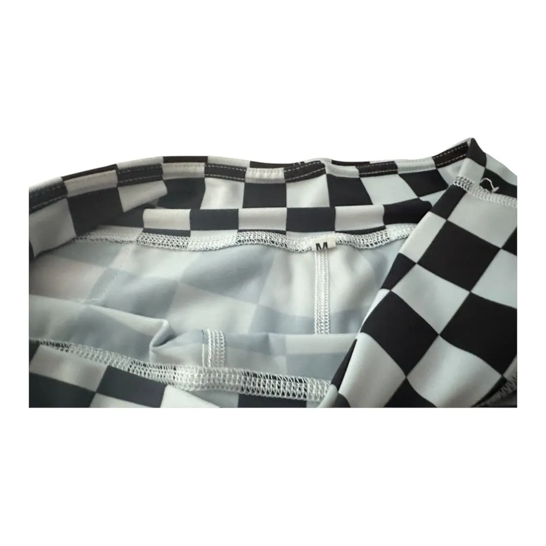 EVOLVE Womens medium black & white checkered yoga shorts - Image 3