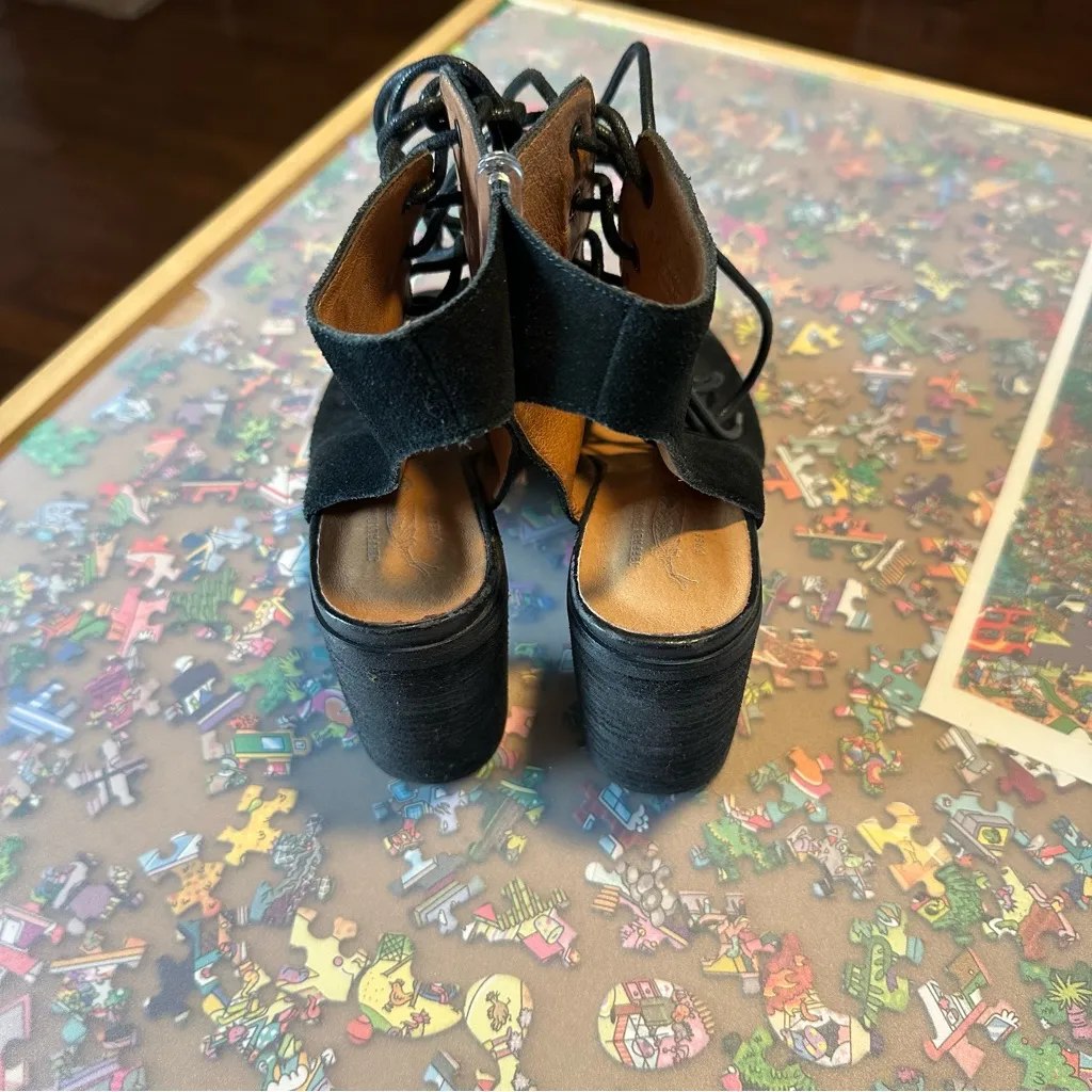 Free People x Jeffrey Campbell Black Lace-Up Heeled Boots - Image 6