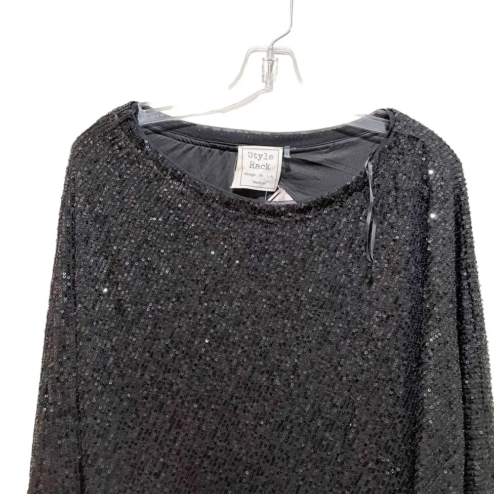 Style Rack Black Sequin Off Shoulder Minidress Size Medium - Image 3