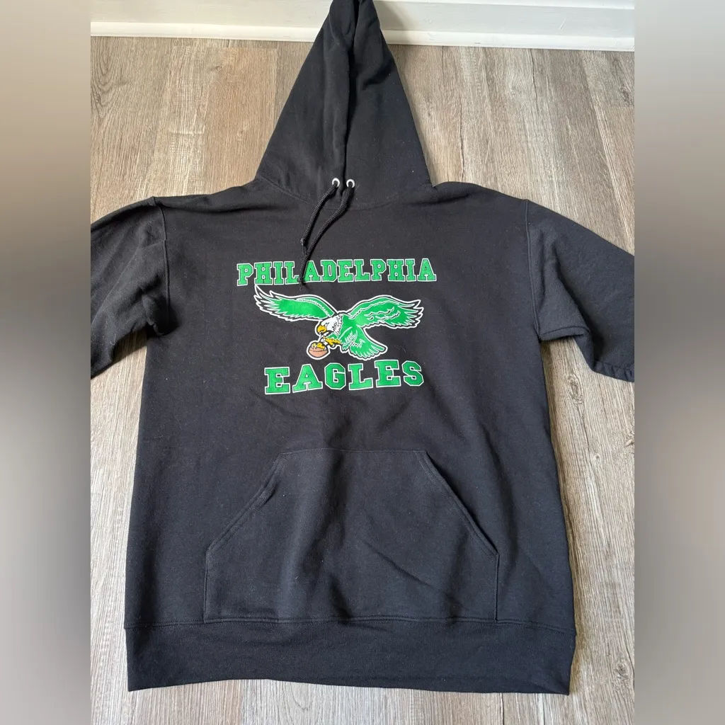 Philadelphia Eagles Birds Throwback Hoodie Sweatshirt Black Green Size M - Image 3