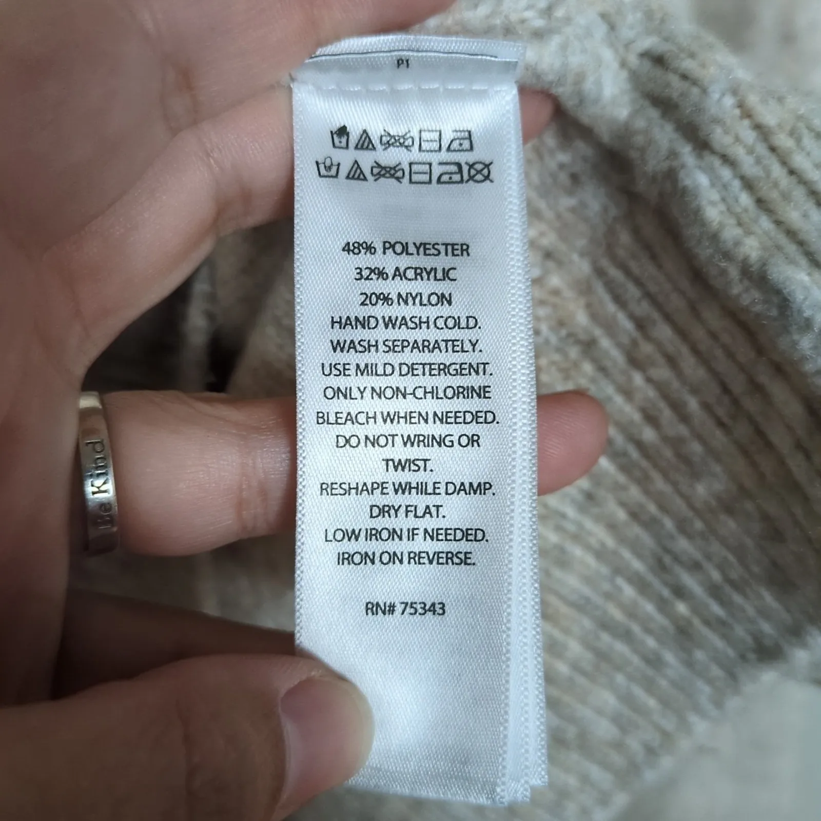 TAHARI Heather Beige Oversized Knit Cardigan Collared Buttoned Women's Large - Image 5