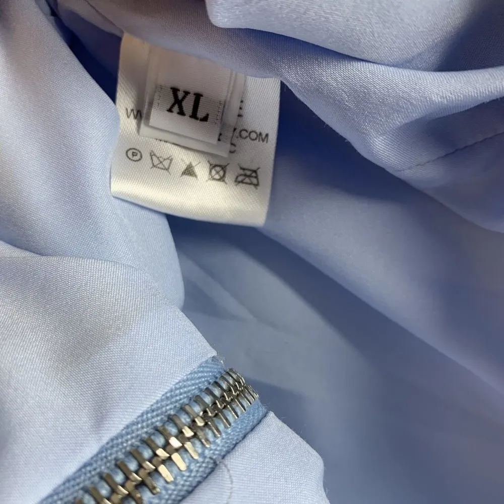 ALIETTE Nicole Blue Faux Leather Cropped Jacket Size XL - Image 7