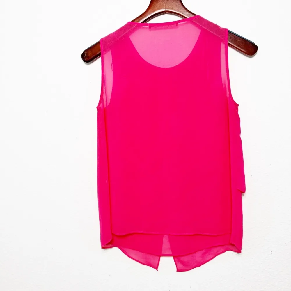 Zara Basic asymmetrical sleeveless chiffon hot pink blouse top size small - Image 7