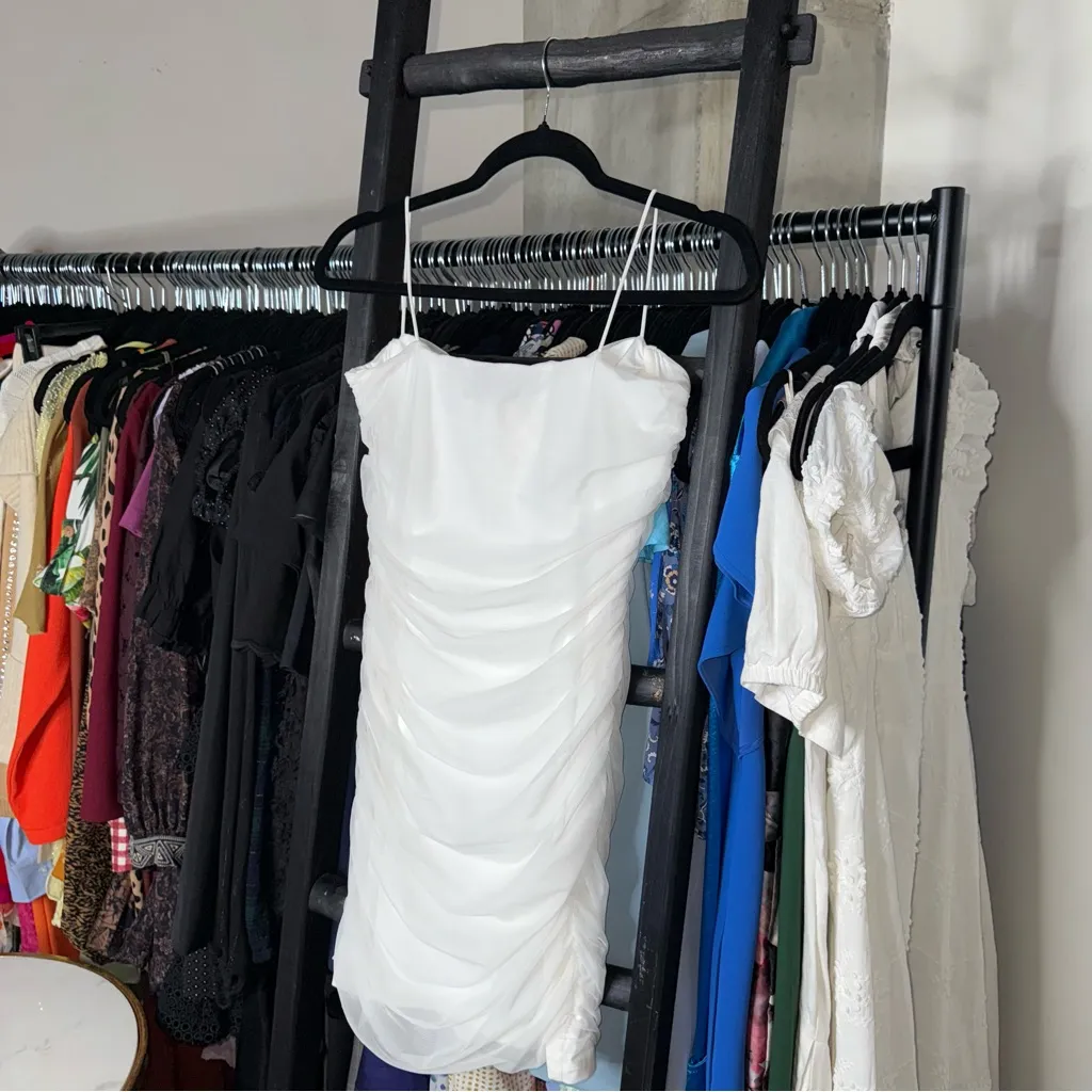 LEAU Dedon Bustier White Mesh Dress Size XL - Image 11