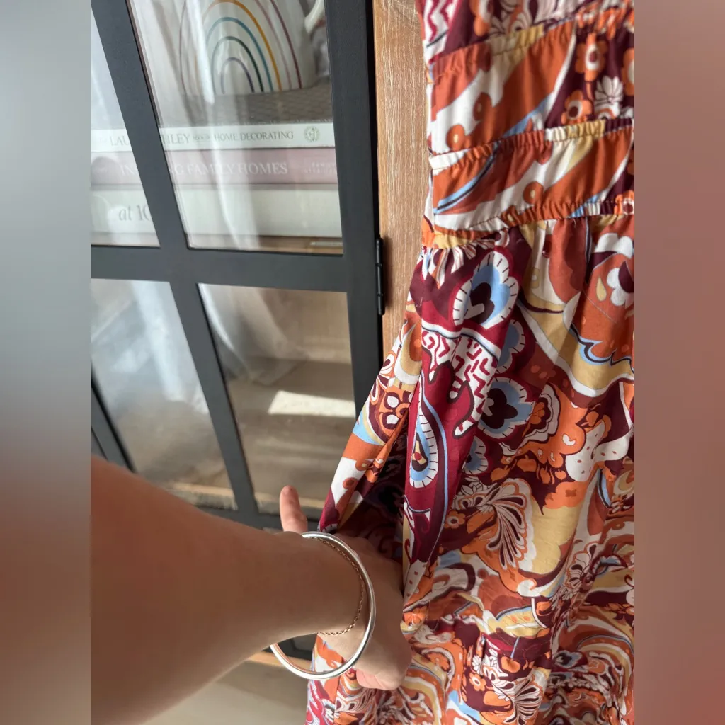 Anthropologie  Somerset Tiered Maxi Dress Bronze Paisley print poplin pockets - Image 6