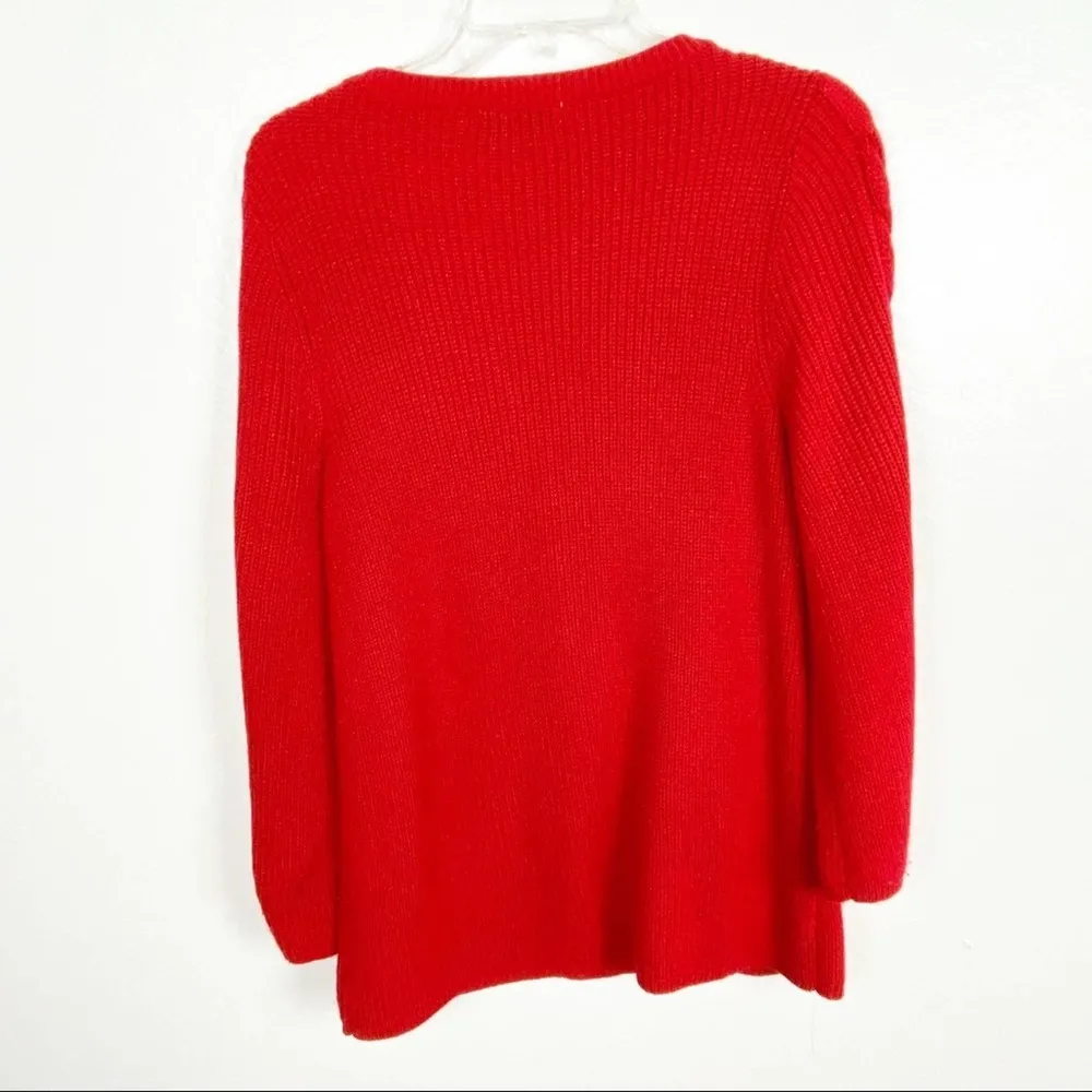 WESTPORT 1962 Vintage Red Ribbed V-Neck Long Sleeves Sweater, Size 1X - Image 2