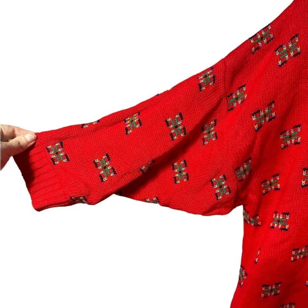 Authentic Vintage Red Sweater Dress Christmas Large/XL - Image 5
