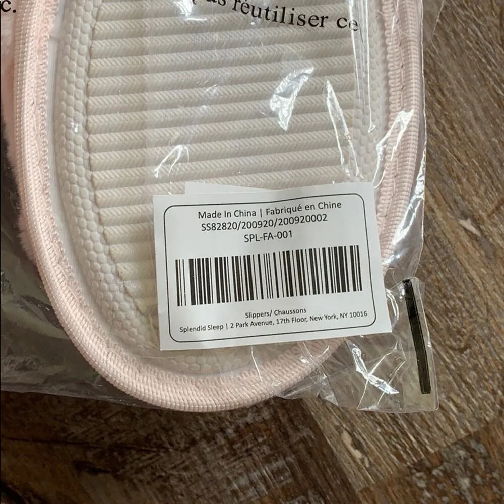 Splendid  Faux Fur Crisscross Slippers Pink S/M - Image 6