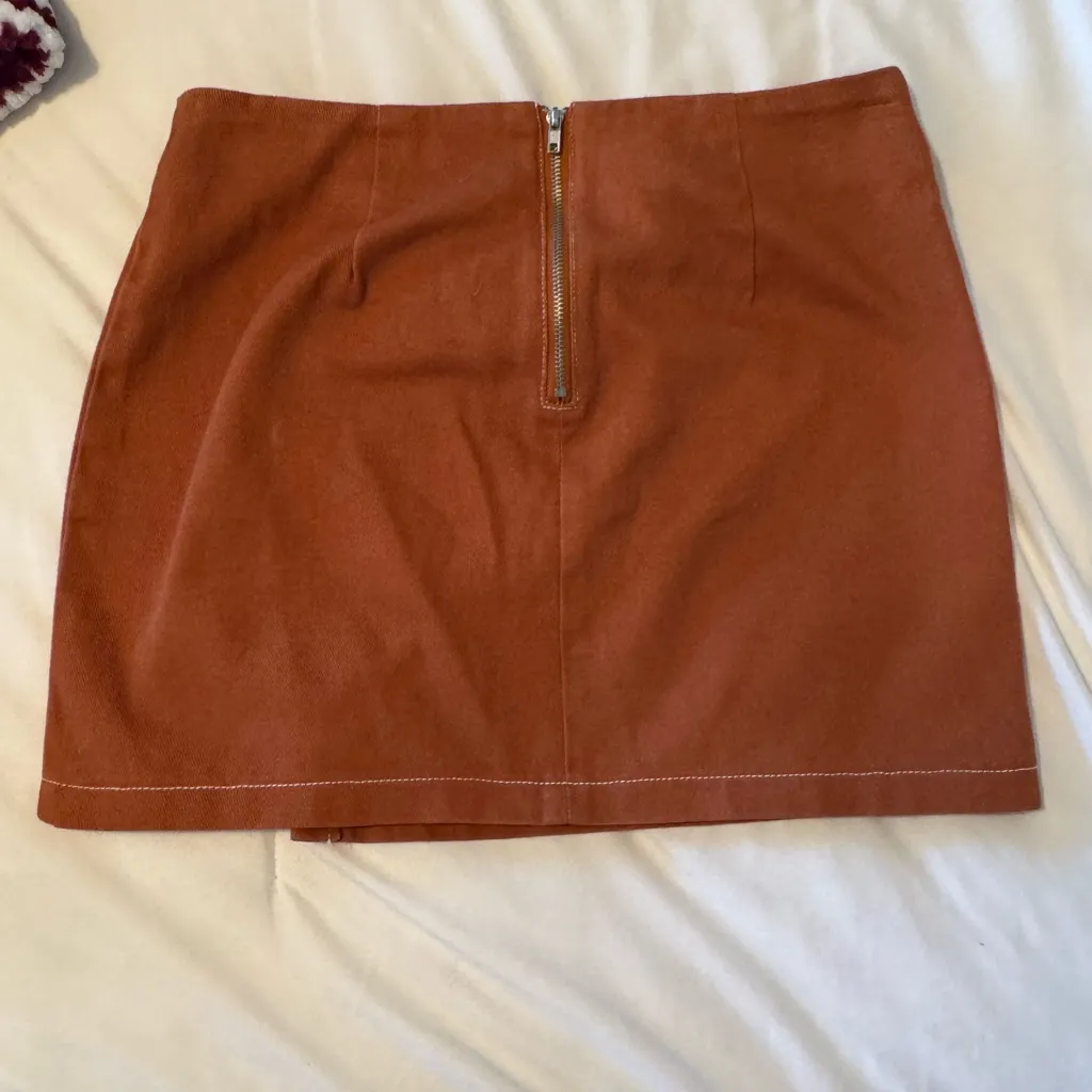 Women's Burnt Orange Mini Skirt Tan - Image 3