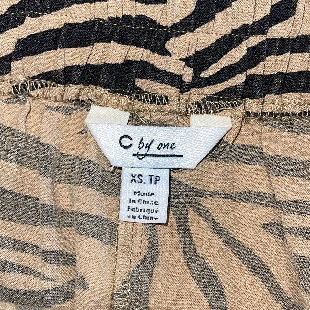 C by One Womens Animal Print Pull On Wide Leg Cropped Pants Black Tan Size XS - Image 6