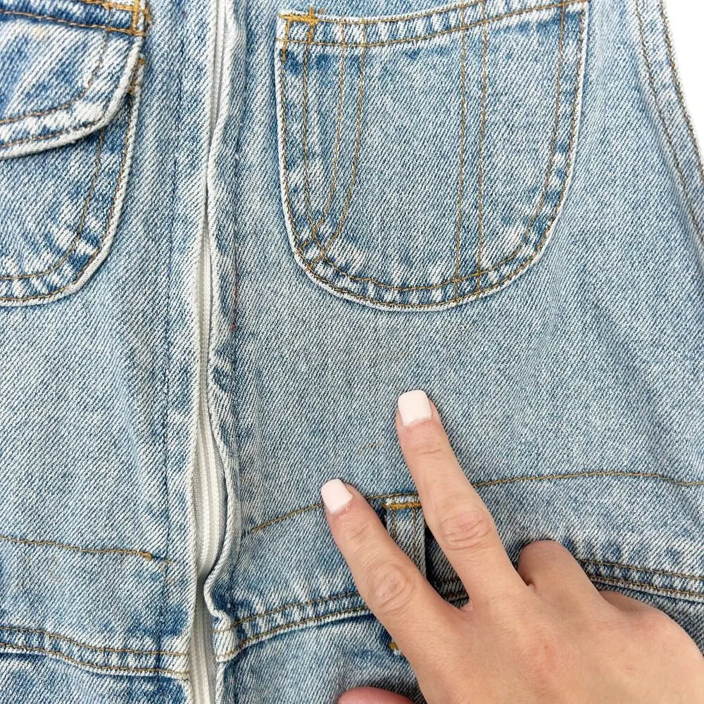 Vintage Chazzz by Charles Ghailian Denim Shortall Overalls Sz L Blue Size L - Image 5