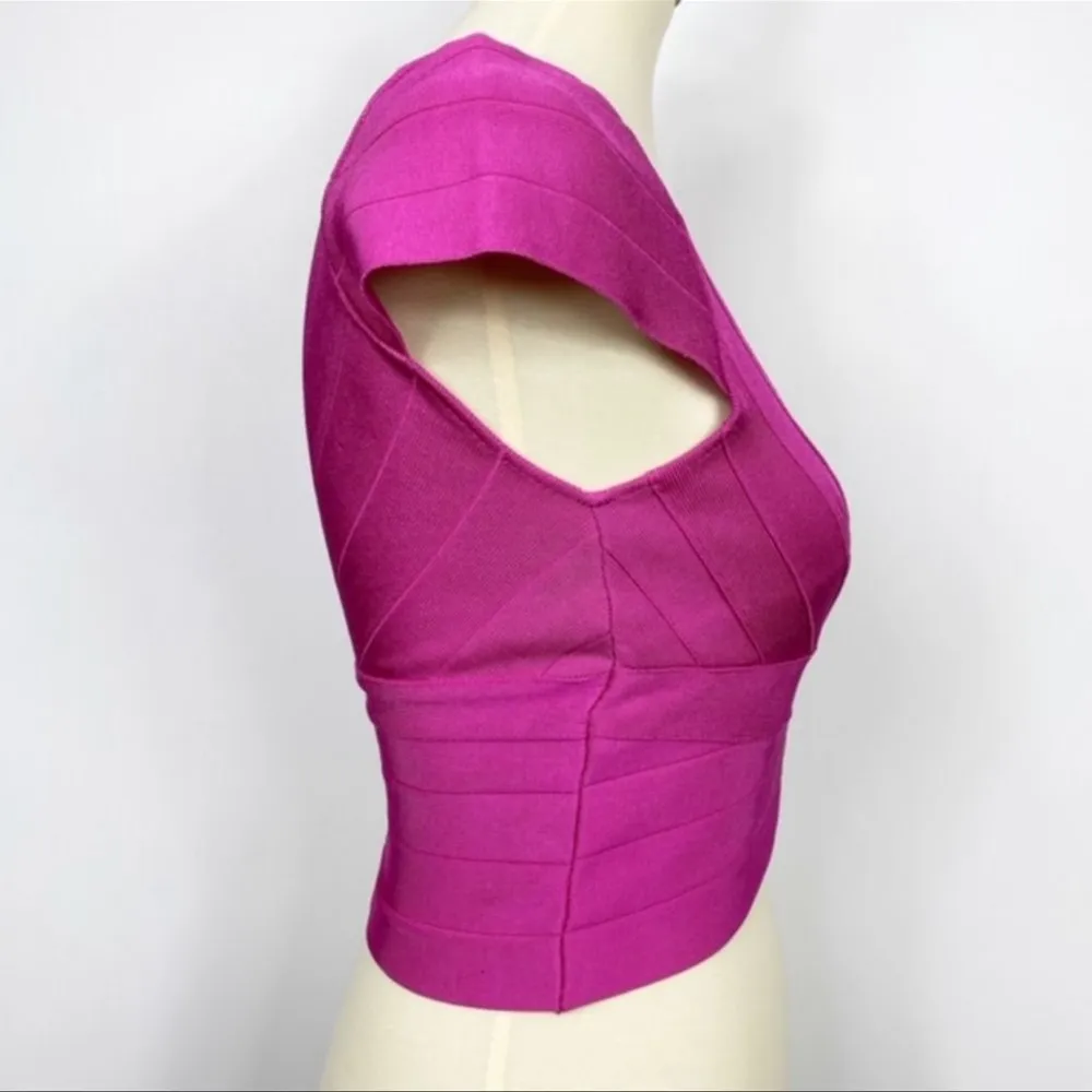 bandage crop top in rose violet size small - Image 3